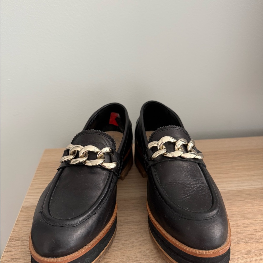 Massimo Dutti Black and Silver Chain Loafers